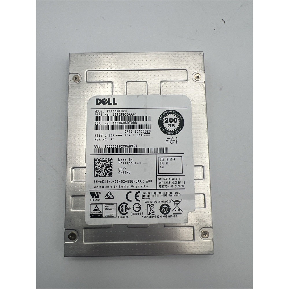 200GB Toshiba PX02SMF020 2.5"‎ 6G SAS SSD Solid State Drive SDFCP93DAA01